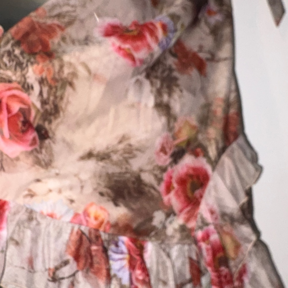 Romantic Sheer Floral Maxi Panel in Rose and Taupe - Picture 5 of 7
